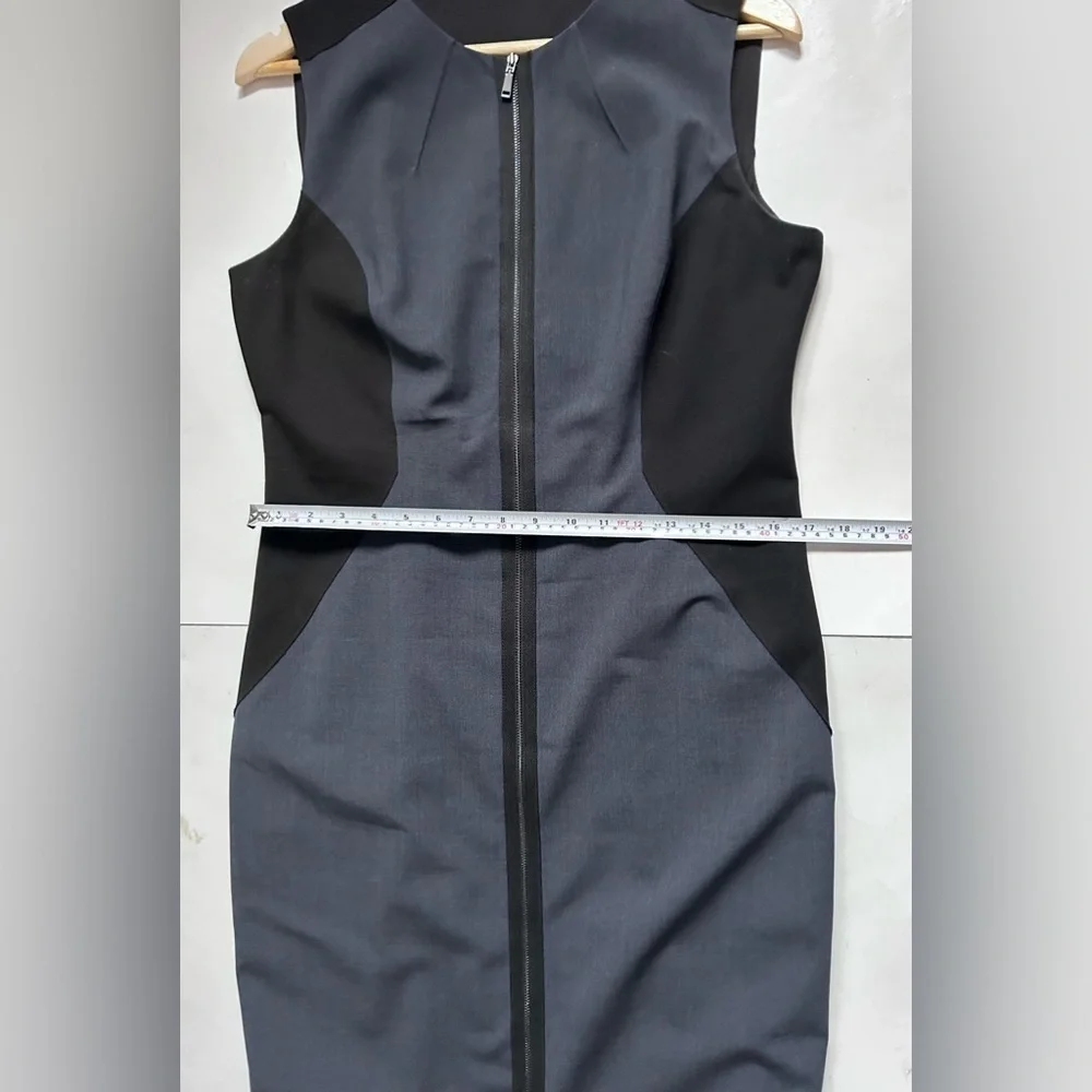 Elie Tahari Womens Wool Blend Sheath Career Dress blue  Black Zip front - Picture 8 of 13